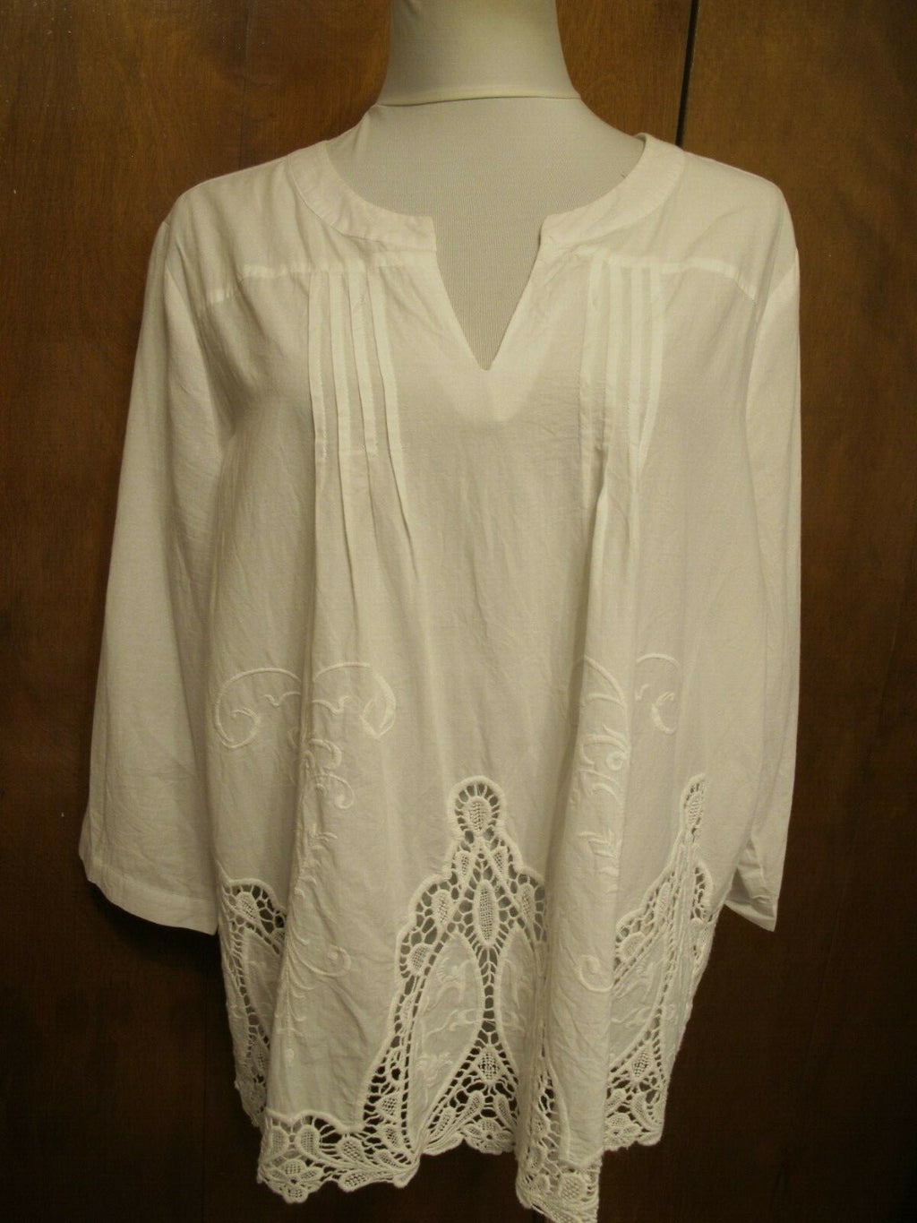 Saint Tropez West women's white cotton crocheted top size 1X