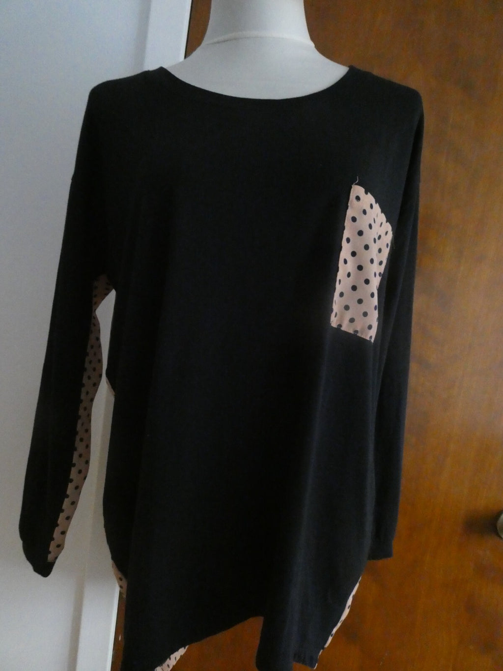 Tulipian women's black multi color long sleeves top size large