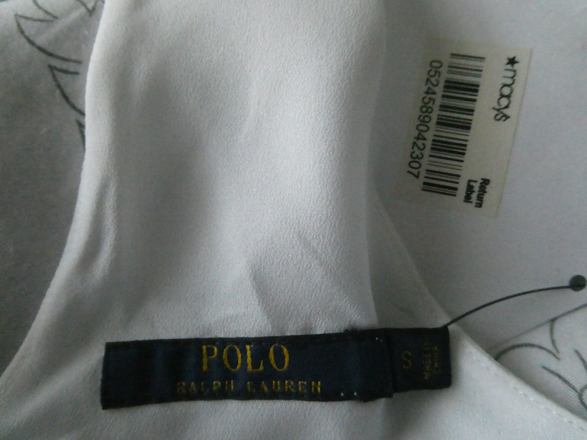 Polo Ralph Lauren Women Cami Top Small White Lined Racerback Triacetate Blend