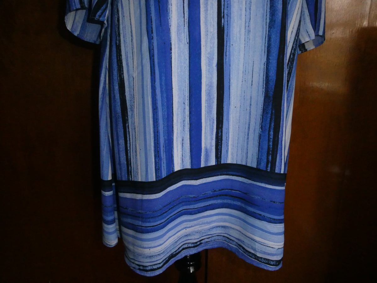 Apt. 9 Women’s Size 10 Blue Striped Shift Dress Lined Cutout Back NWT