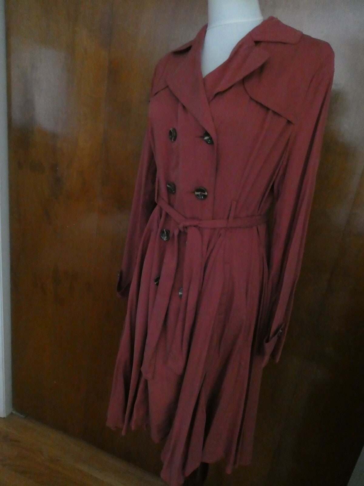 Anthropologie dRA Los Angeles Wine/Bord Trench Coat Size Large