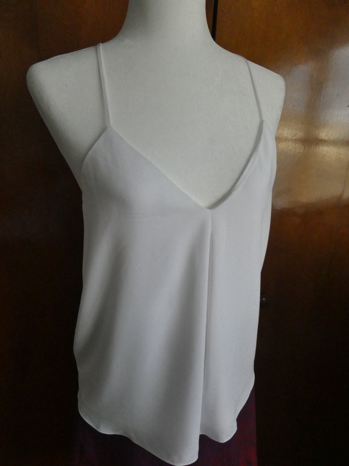 Polo Ralph Lauren Women Cami Top Small White Lined Racerback Triacetate Blend