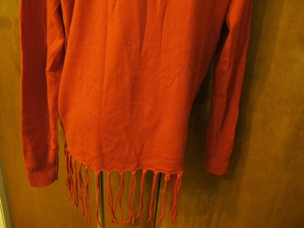 Michael Kors Women’s Red Fringe Hem Cowl Neck Sweater New
