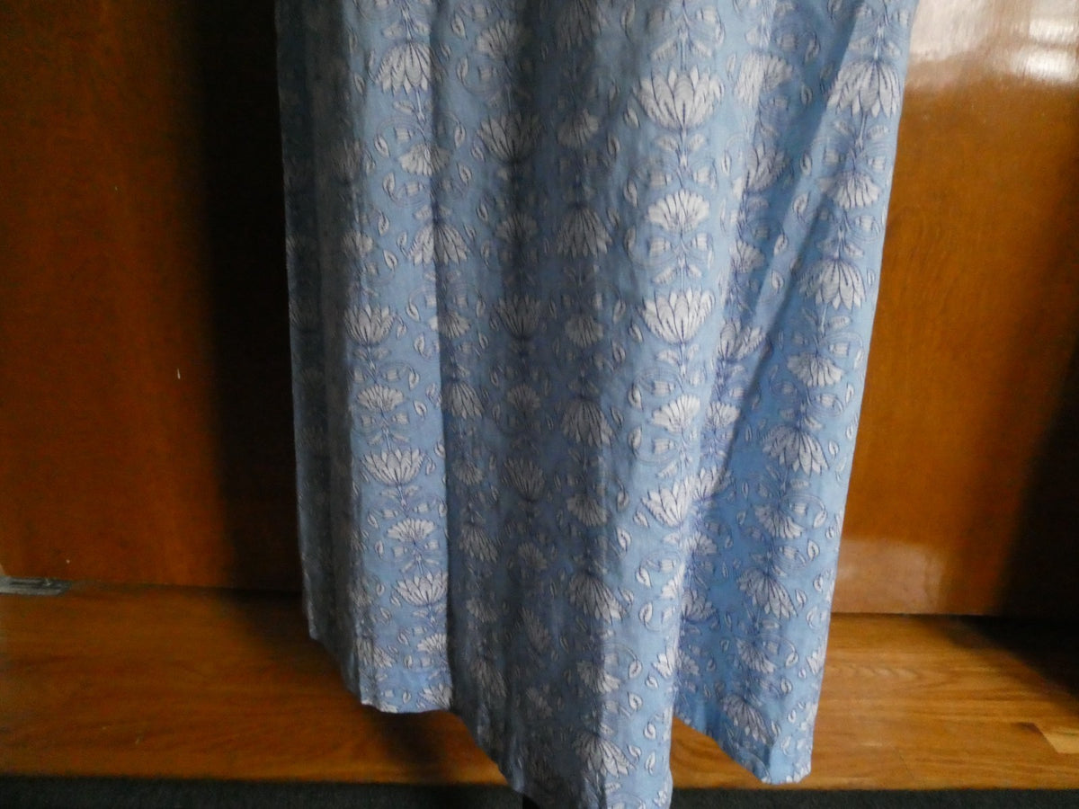 Tucker Nuck Maxi Dress XL Blue Floral 100% Cotton Soft Boho Lounge Caftan