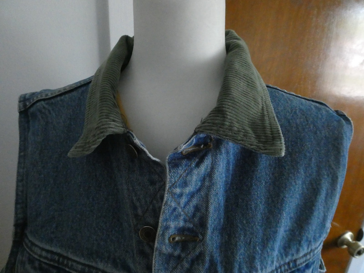Ventura Denim Vest Cotton Quilted Lined Blue Jean Trucker Style Vintage Medium