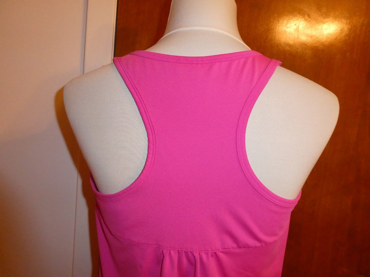 Athleta Women’s Pink Tank Top Large Sleeveless Racerback Ruffle Hem Stretch