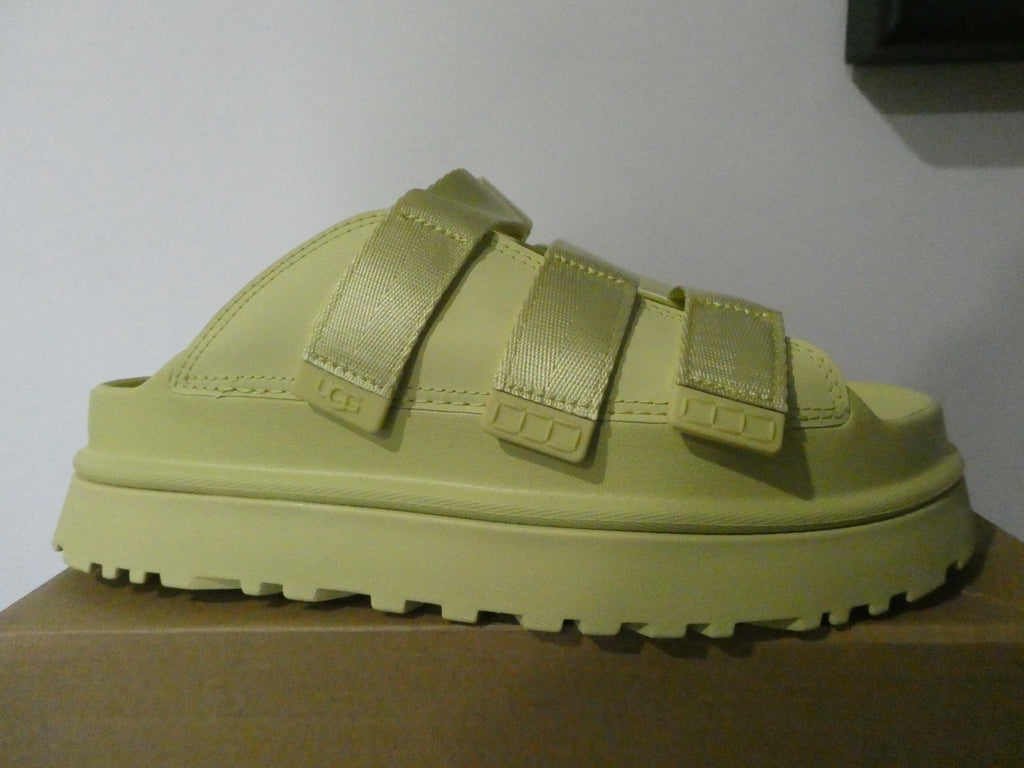 UGG GoldenGlow Slide Sandals Women Yellow Platform 1167430 Adjustable Straps 10