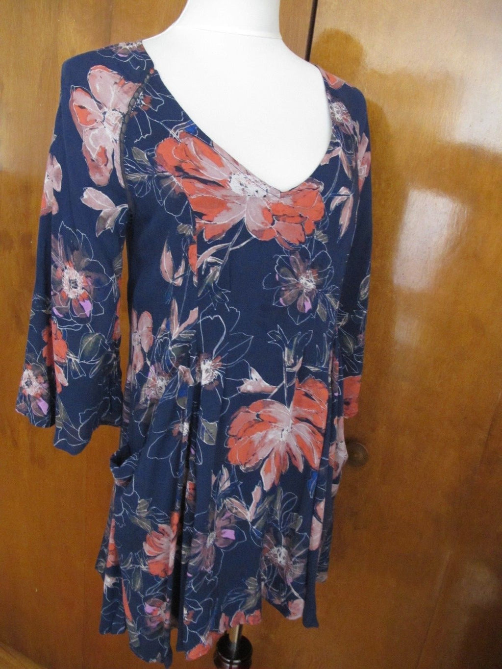Free People women’s multi color relaxed fit short lined new soft rayon dress 2