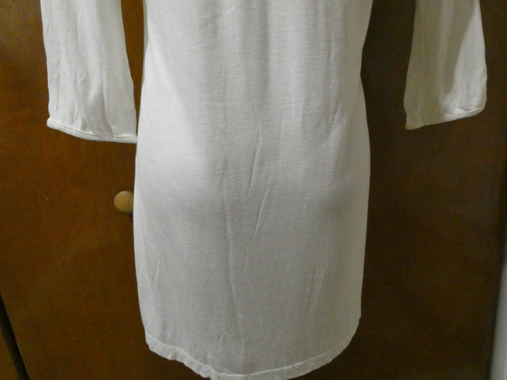 Vertigo Paris women's 3/4 sleeves ivory viscose detailed tunic top size medium