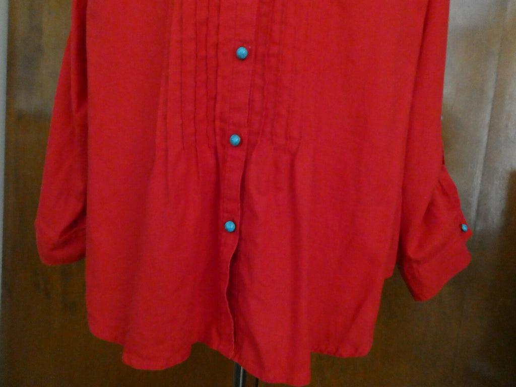 Jones New York Sport Woman 100% linen red long sleeves stylish top