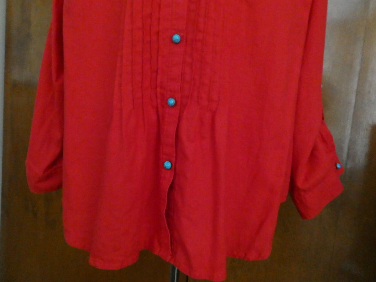 Jones New York Sport Woman 100% linen red long sleeves stylish top
