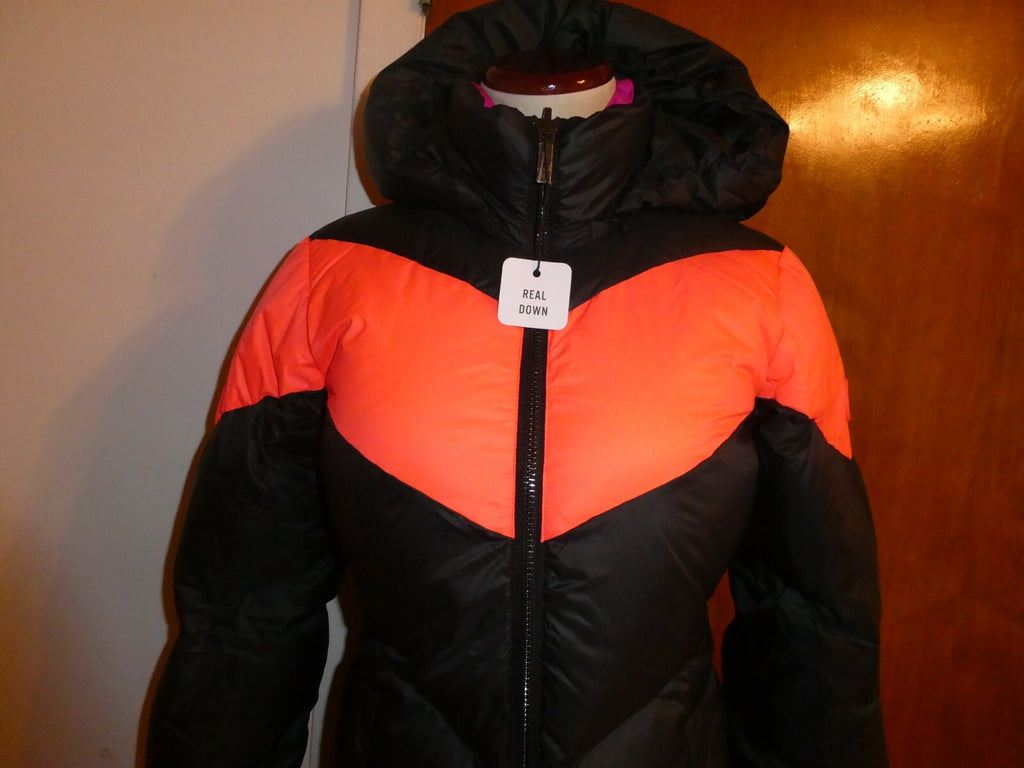 Armani Exchange Women's Black/Orange Reversible Winter Padded Jacket Coat XS