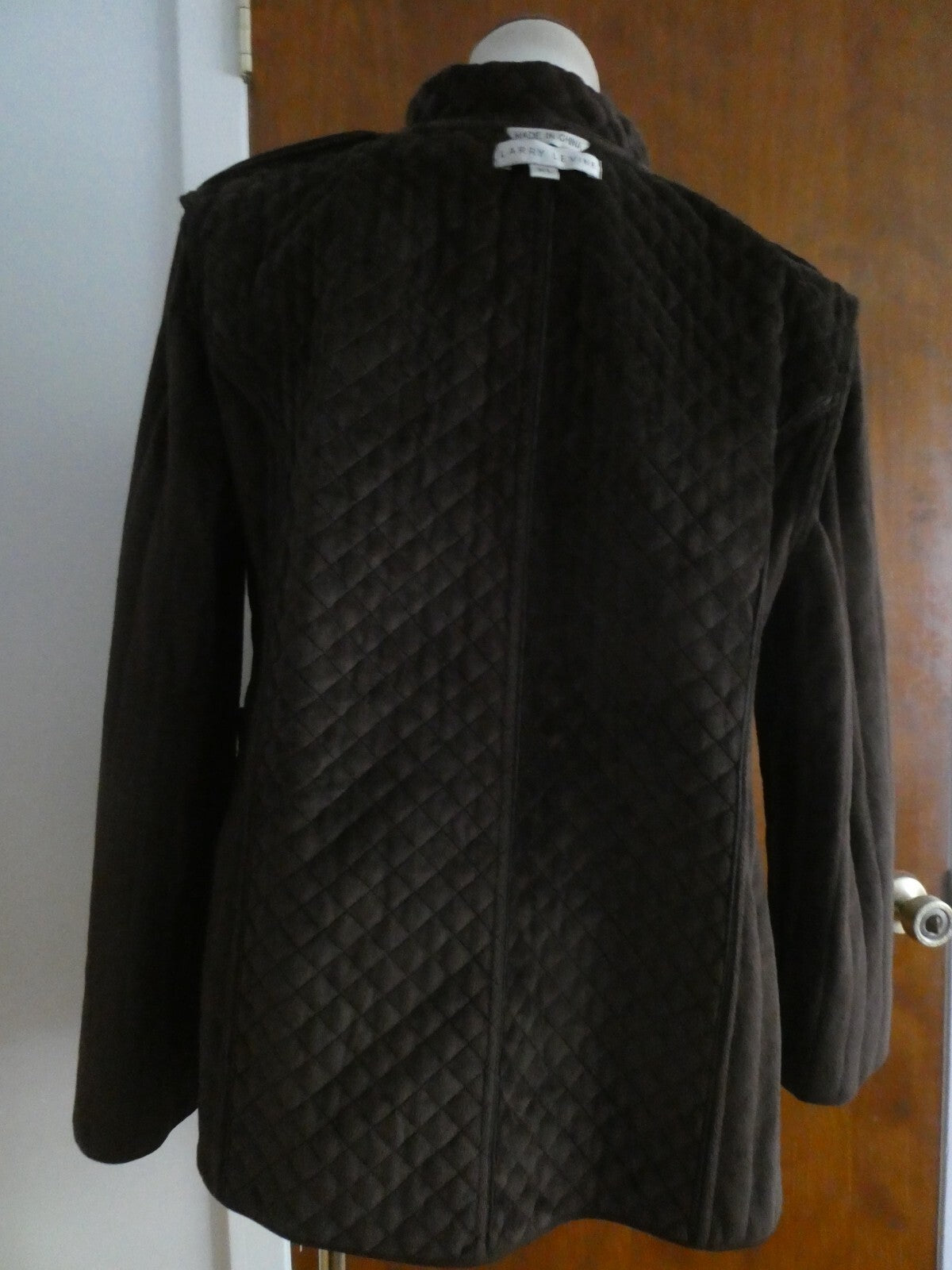 Larry Levin Women's Brown Quilted Coat Jacket Faux Fur Lining XLarge