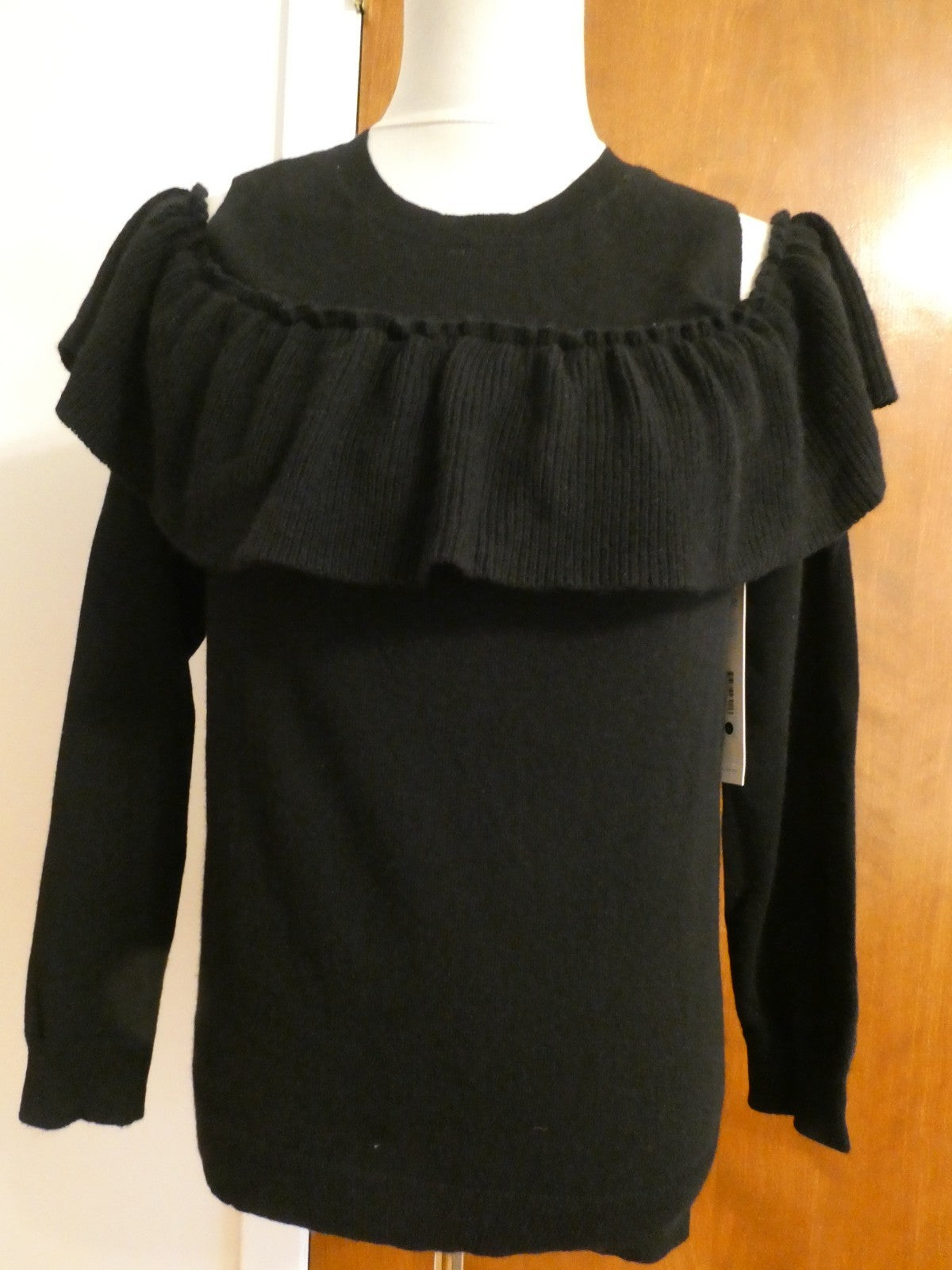 Aqua Cashmere Cold-Shoulder Ruffle Sweater from Bloomingdale's Retail Value $198