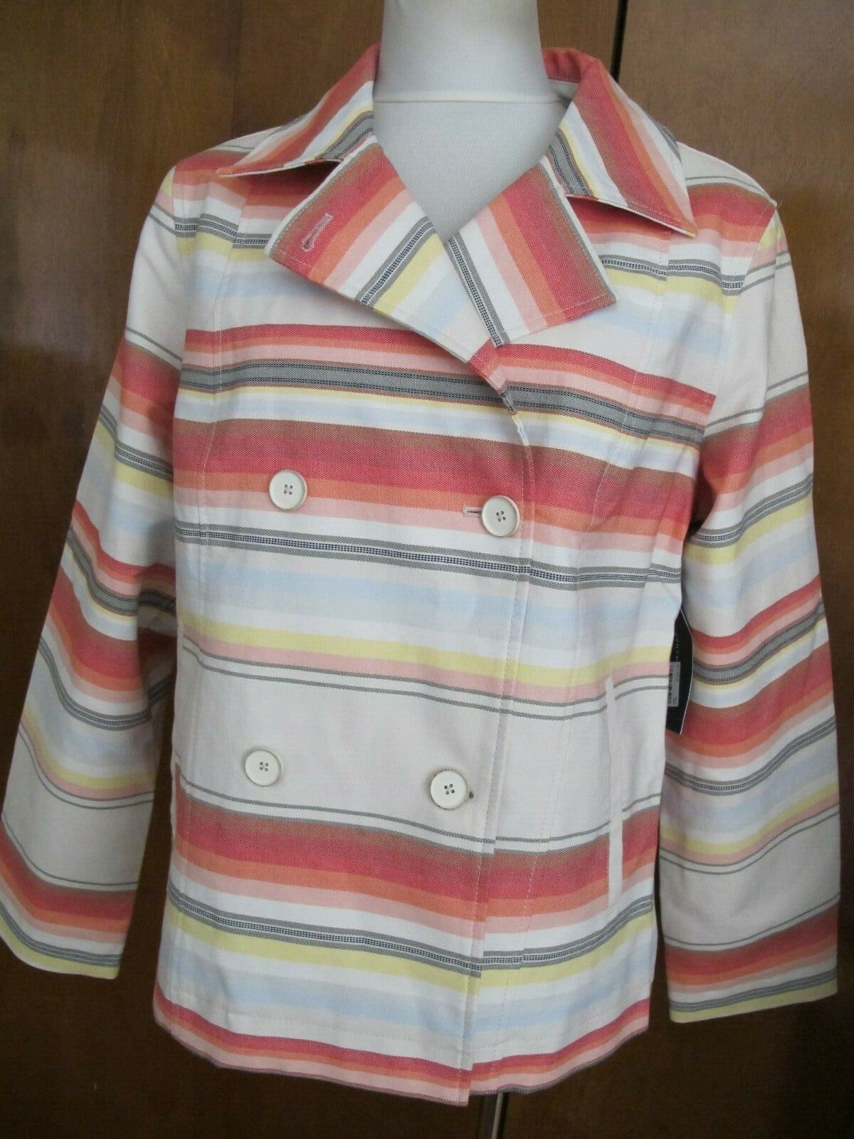 Tommy Hilfiger Women's Linen Multi Color Buttons Blazer Size XLarge
