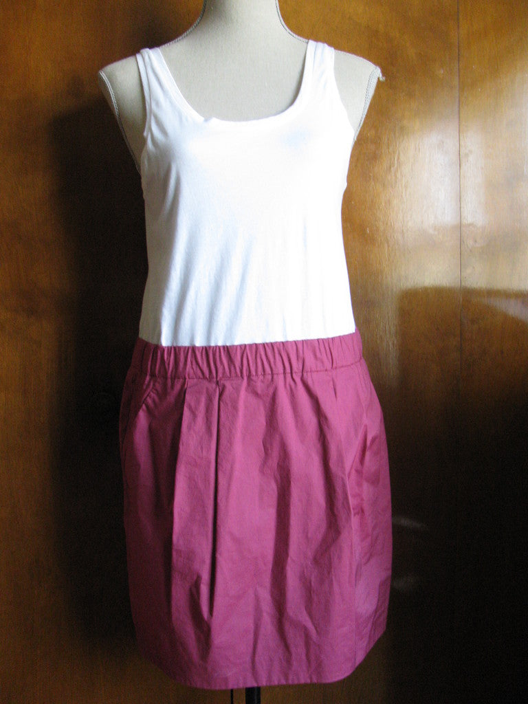 Theory Women's White Pink Cotton  Dress Large Fits Medium
