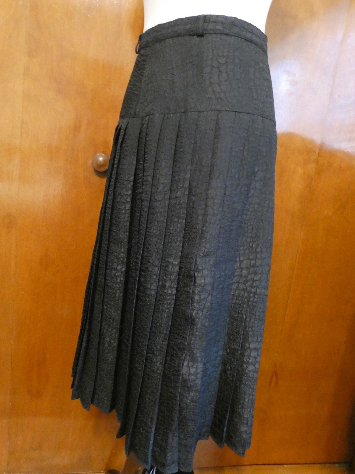 Vintage Baruch Women 2 Pc Suit Size 48 Leopard Jacket Black Pleated Lined Skirt