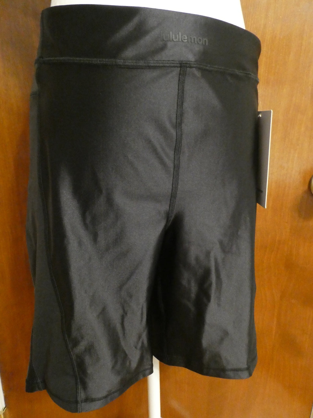 Lululemon Satin Shine Panelled HR Short 8" Wordmark Black Size 14 NWT