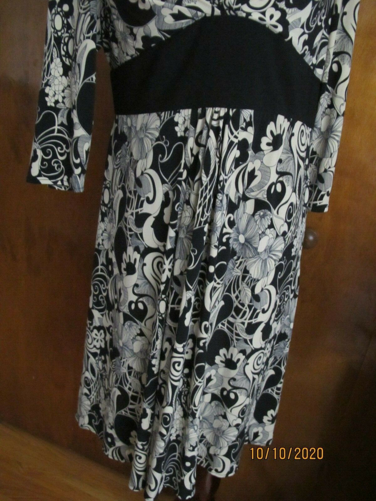 OC by OC women's black beige A-line lined dress 12
