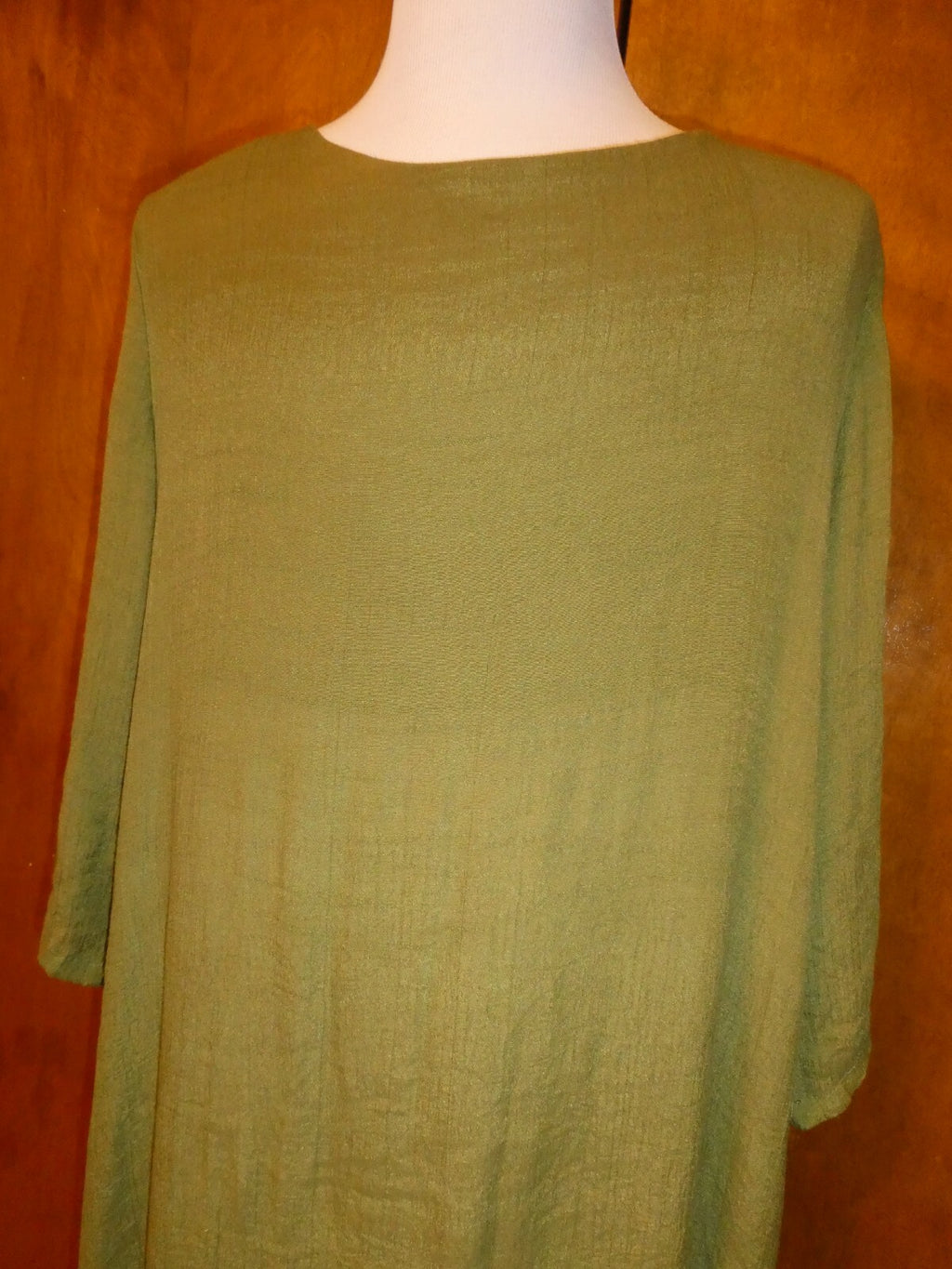 GRACILA Women’s Green/Ivory ¾ Sleeves Two Layer Long Dress 5X 