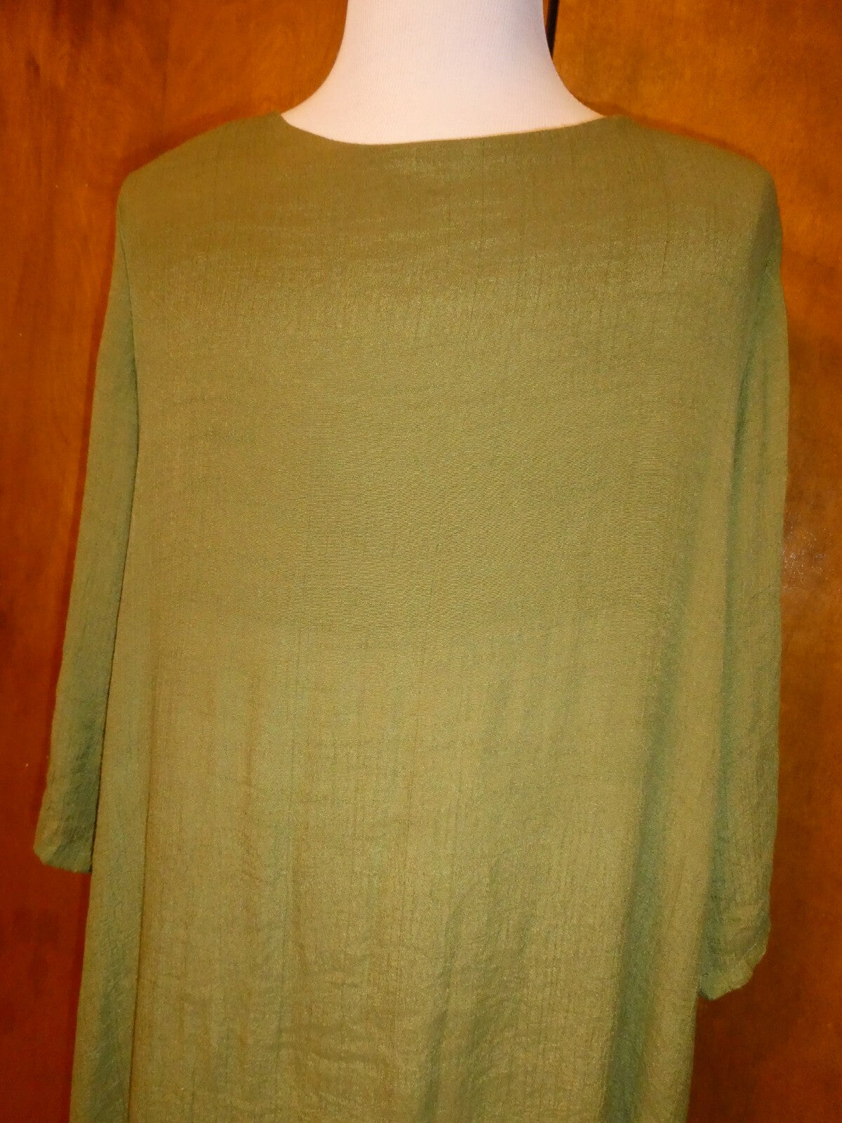 GRACILA Women’s Green/Ivory ¾ Sleeves Two Layer Long Dress 5X 