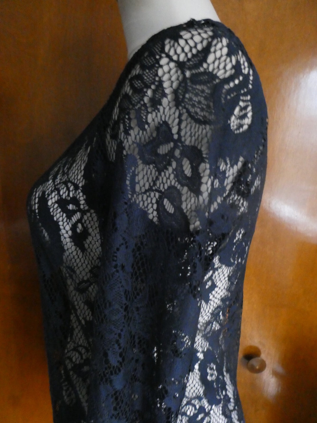 ZARA Collection women's navy fabric craft embroidered blouse size Small