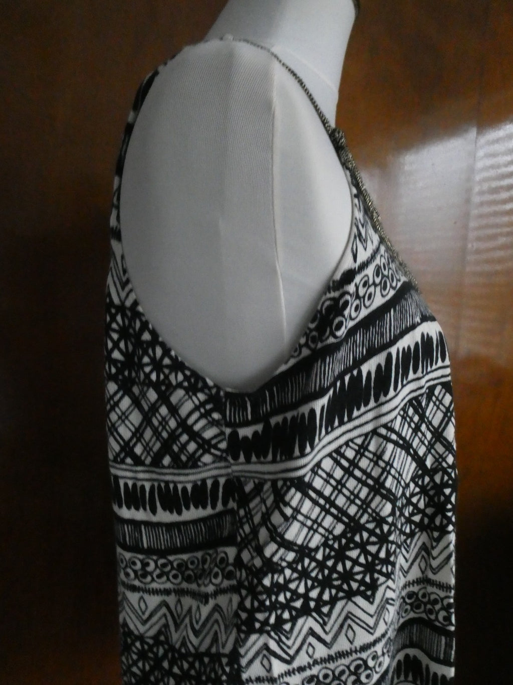 Sweaterworks Women's Top Black White Crochet Trim Cotton Rayon Size Large $68