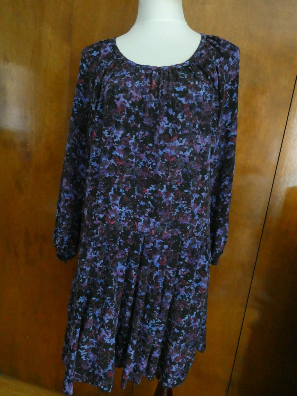 Rebecca Taylor multi-color lined detailed pleated 100% silk dress size 10