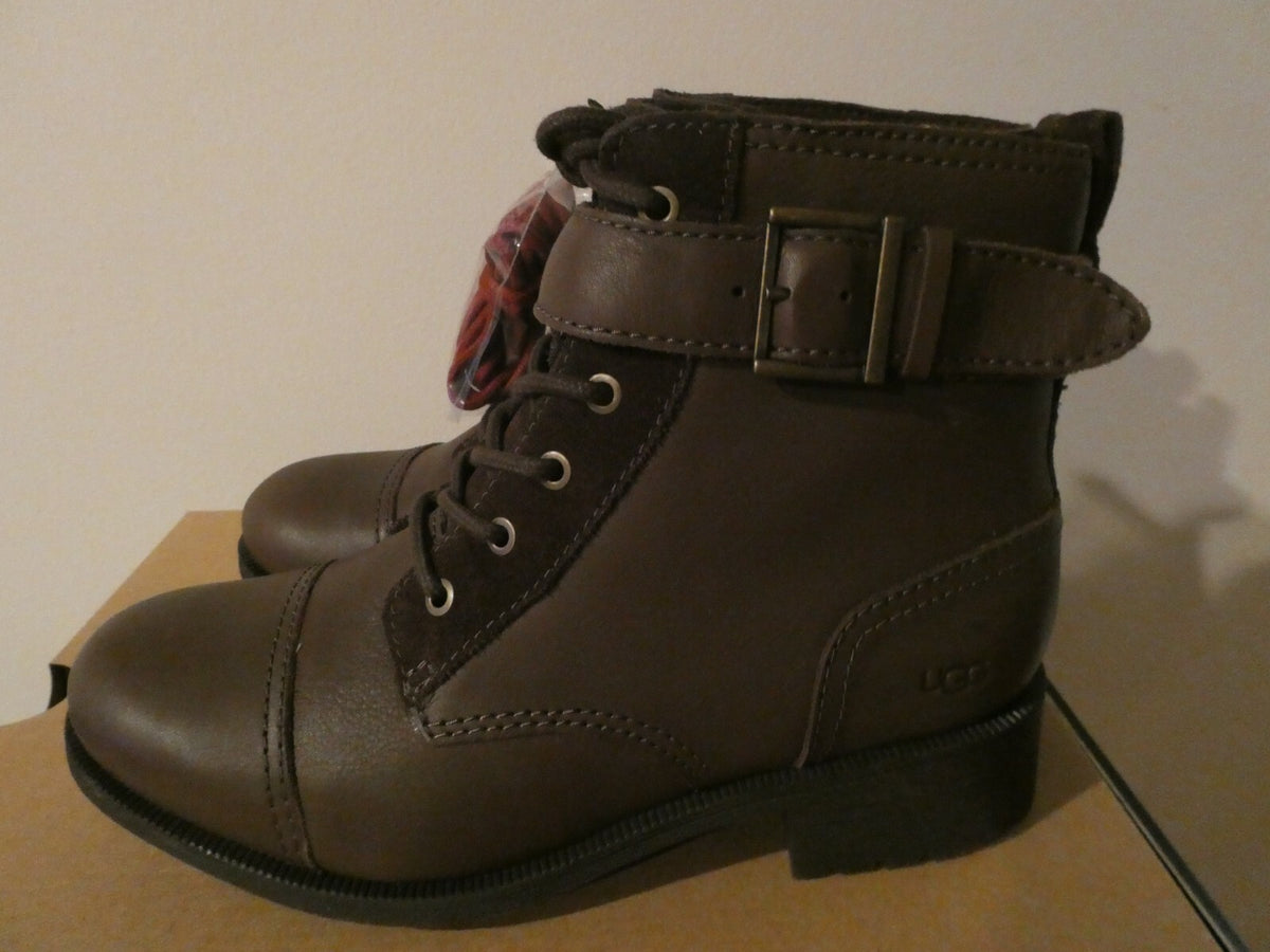 Ugg Australia Women's Jaidyn Brown Leather Combat Ankle Boots USA 7, USA 8, USA9