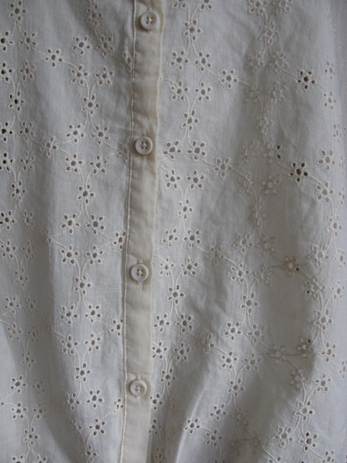 Free People women's 3/4 Sleeves ivory cotton crocheted fabric tunic top Medium 