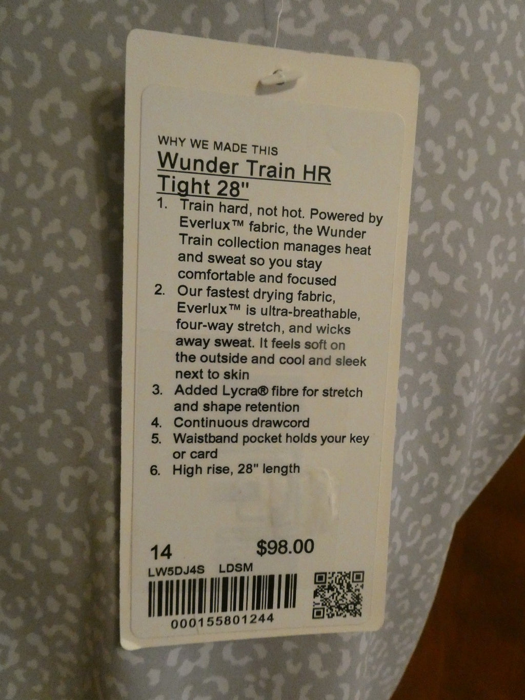 Lululemon Women Wunder Train High-Rise Crop 28" White/Gray Size 14