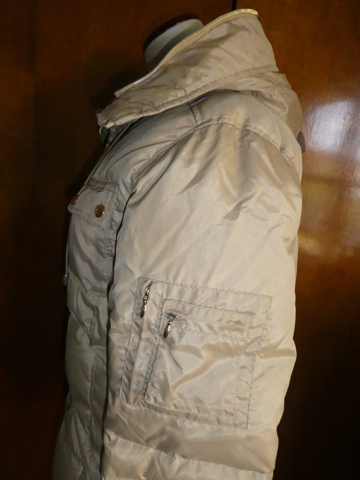 Jennifer Lopez junior girl's puffer zippered jacket coat beige size large