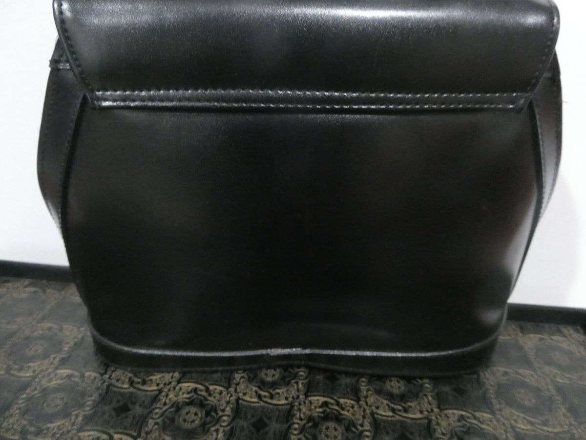 Unbranded Women Black Velour/Leather Leopard Print 2 compartments Purce Handbag
