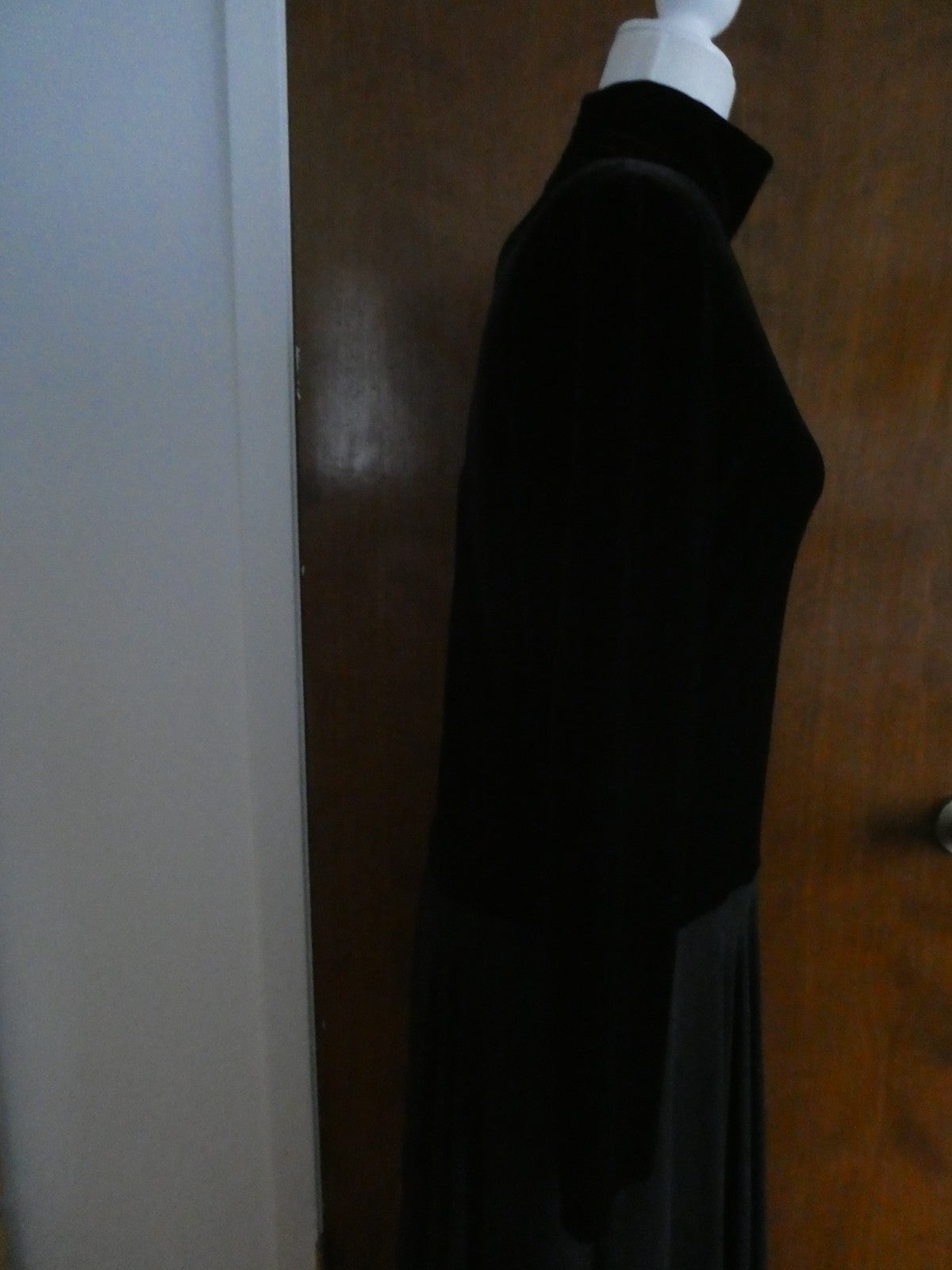 Vintage CETA B Peter Noviello Sherrie Bloom Black Velvet Maxi Lined Dress Size 8