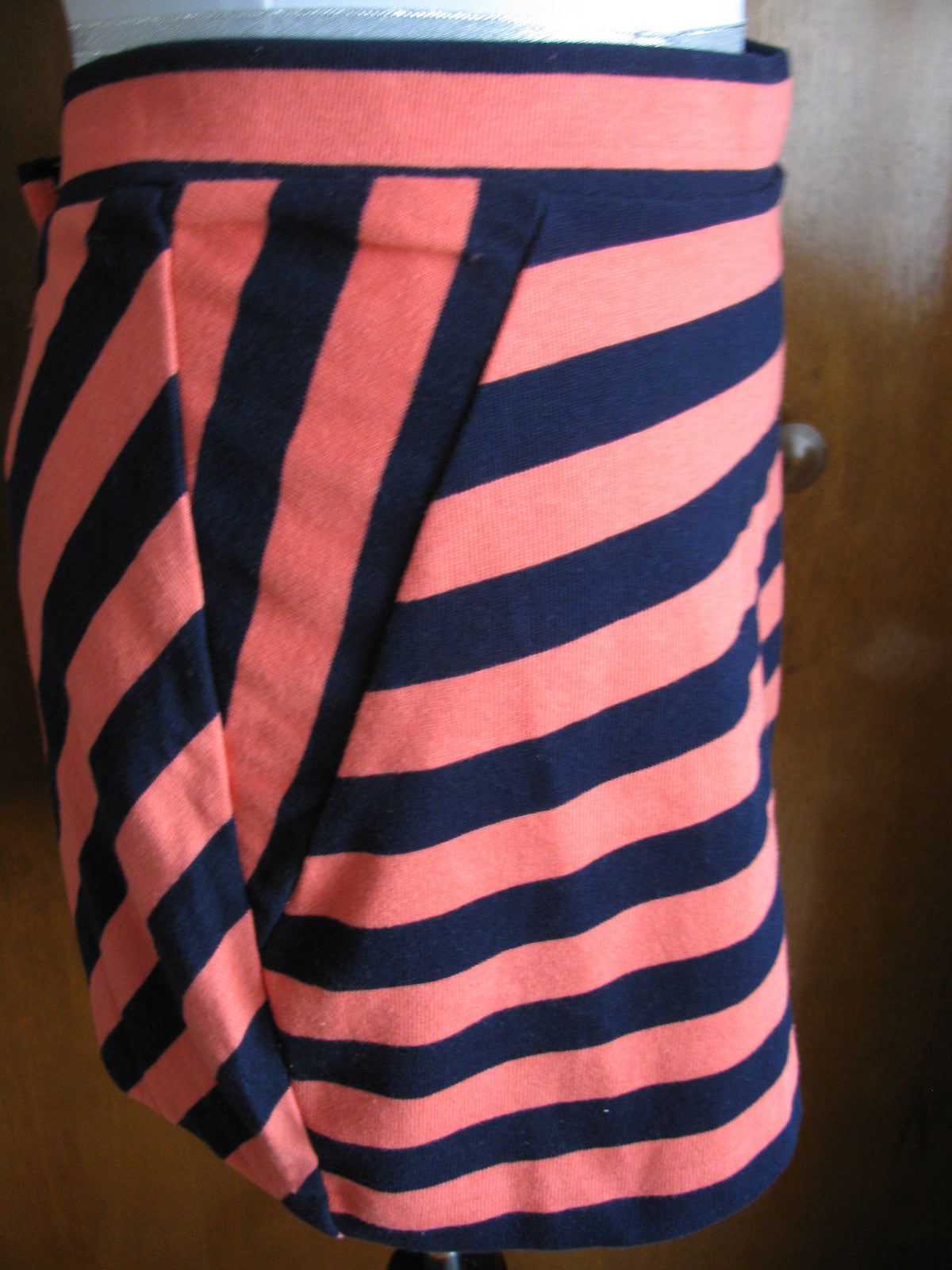 Gap women striped orange navy blue Jersey knit mini skirt 