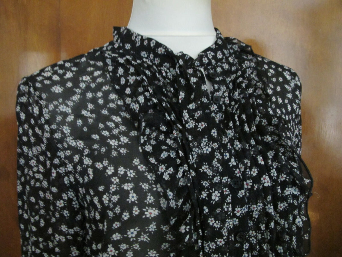 Express women's black multi color long sleeves detailed top size large (Fits M)