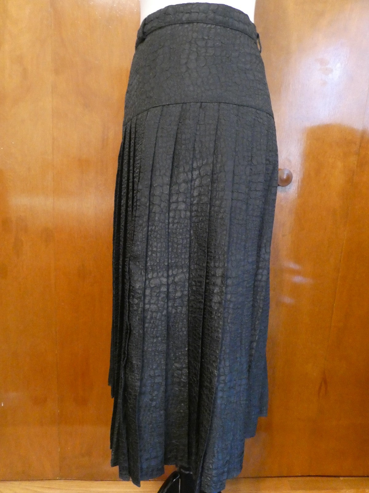 Vintage Baruch Women 2 Pc Suit Size 48 Leopard Jacket Black Pleated Lined Skirt