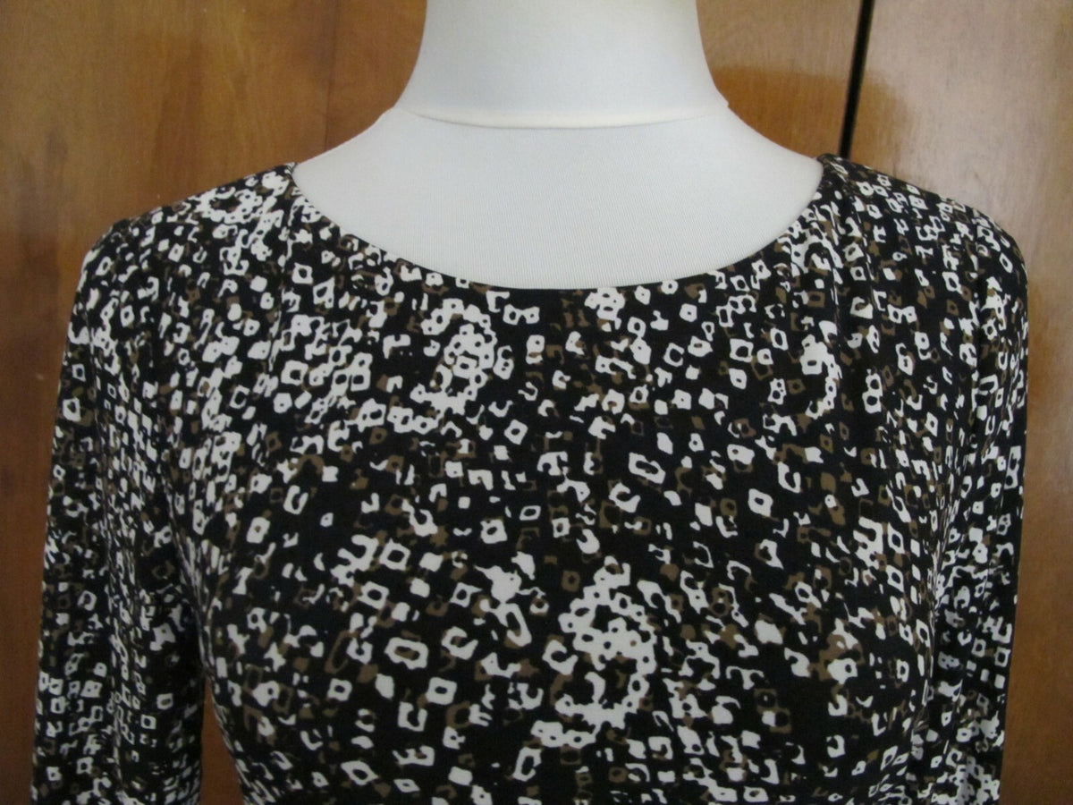 Ralph Lauren women's black brown white gathered lined dress 8 