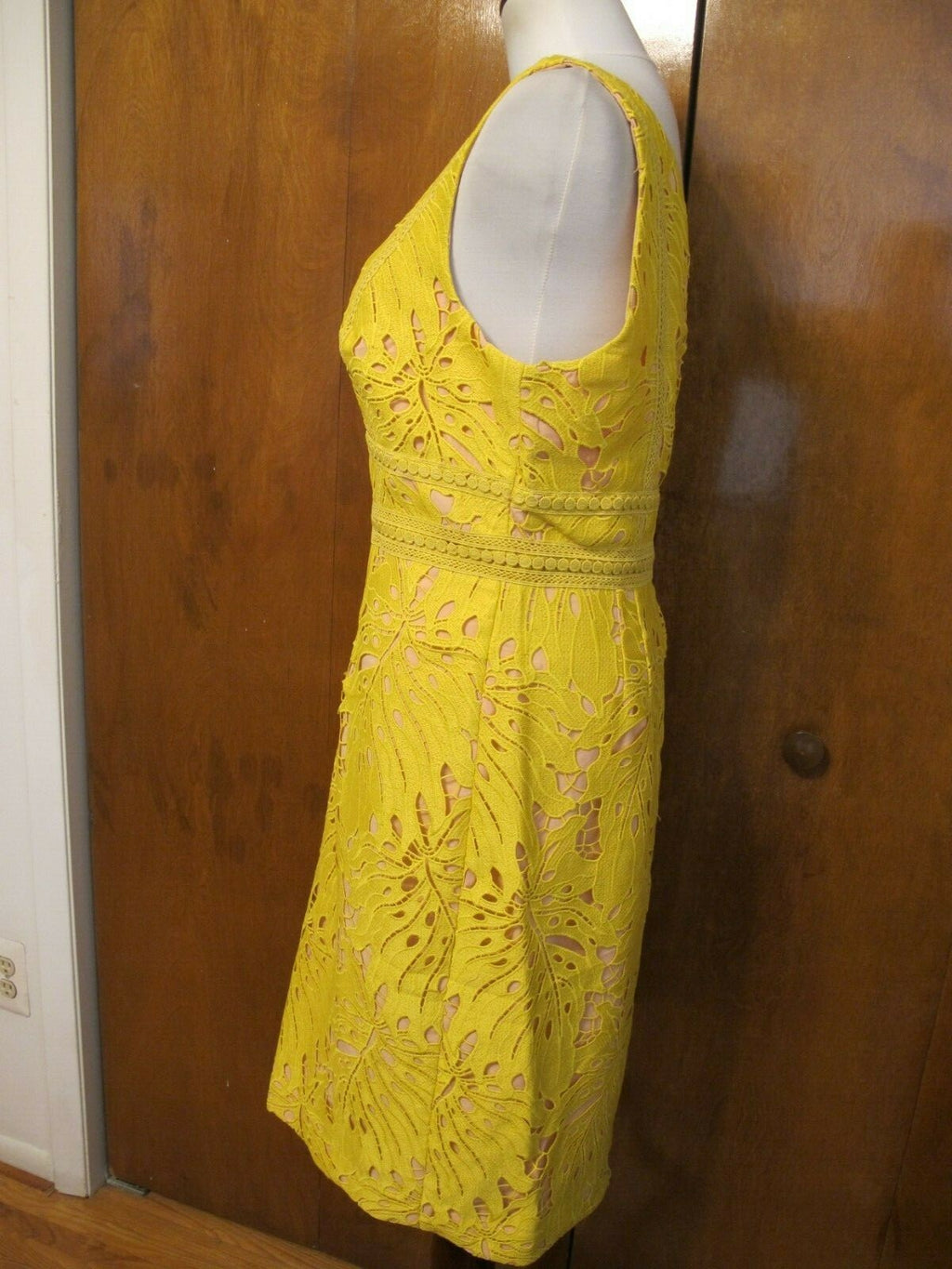 Anthropologie Maeve Crotchet Gardenia Lace Column Dress Yellow  Size 14