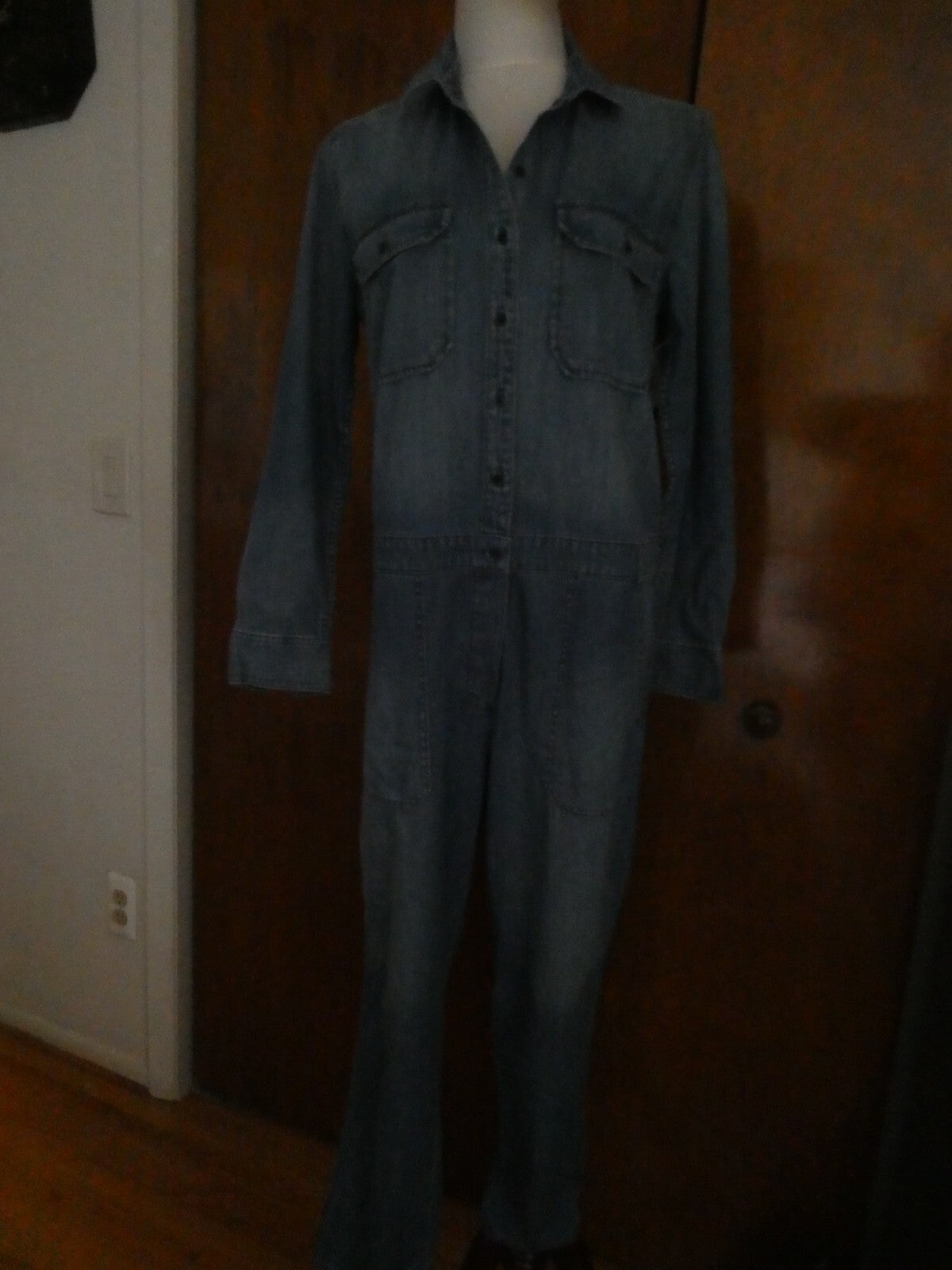 Gap Denim Jeans Blue Cotton Long Sleeves Jumper Jumpsuit Medium