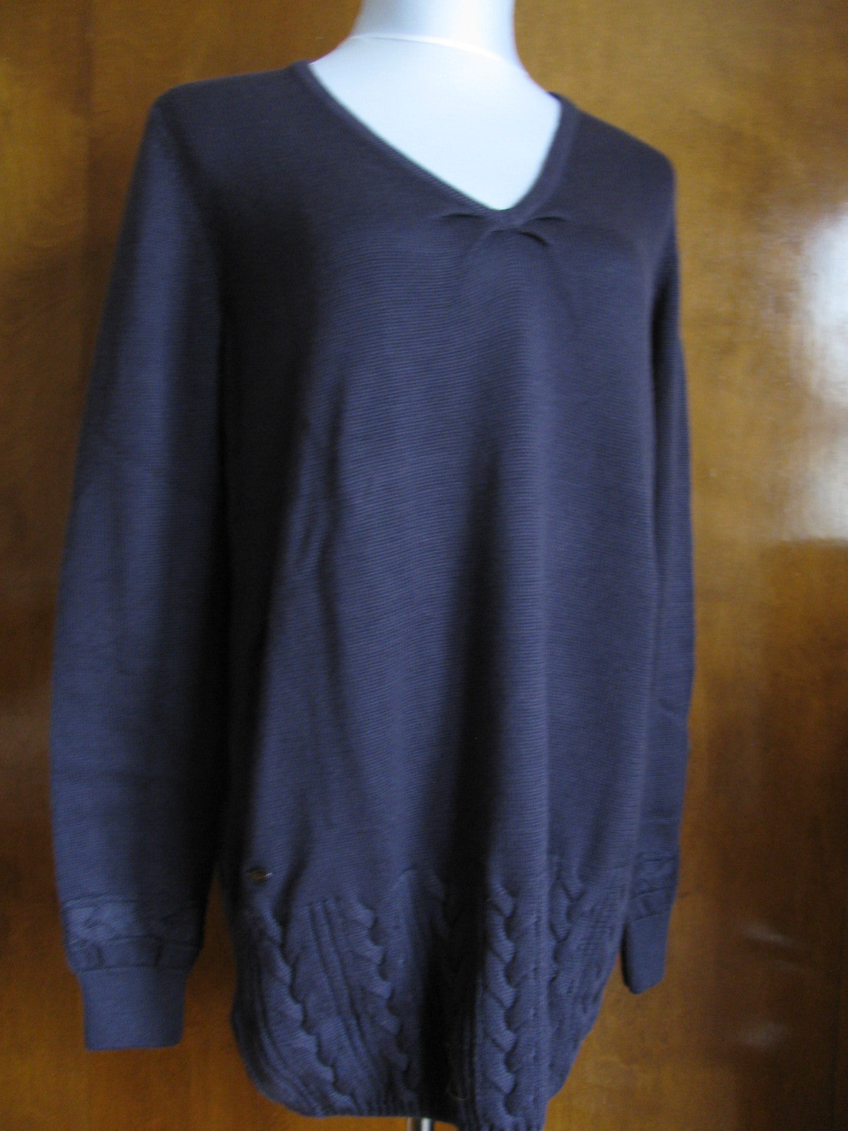 Lacoste Womens Marabout Detailed Cotton V-Neck Long Sweater 40 US 8 New