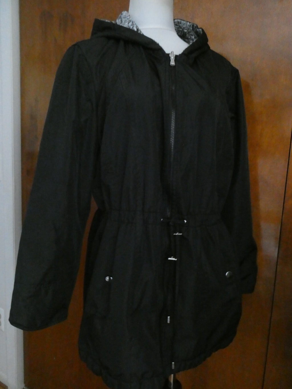 Avenue Women's Black/Multicolor Reversible Jacket Coat Size 18/20