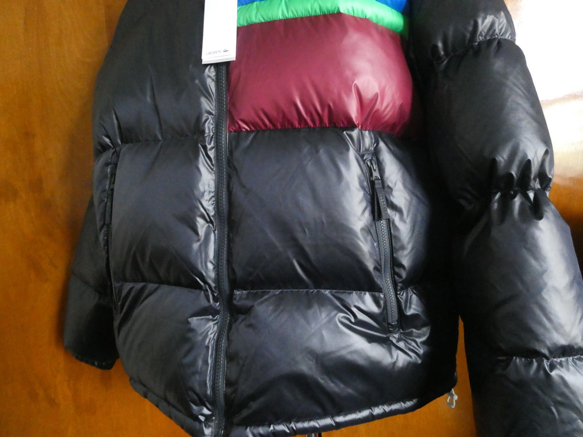 Lacoste Men’s Reversible Down Puffer Jacket XL 2XL Black Gray Hooded NWT $450