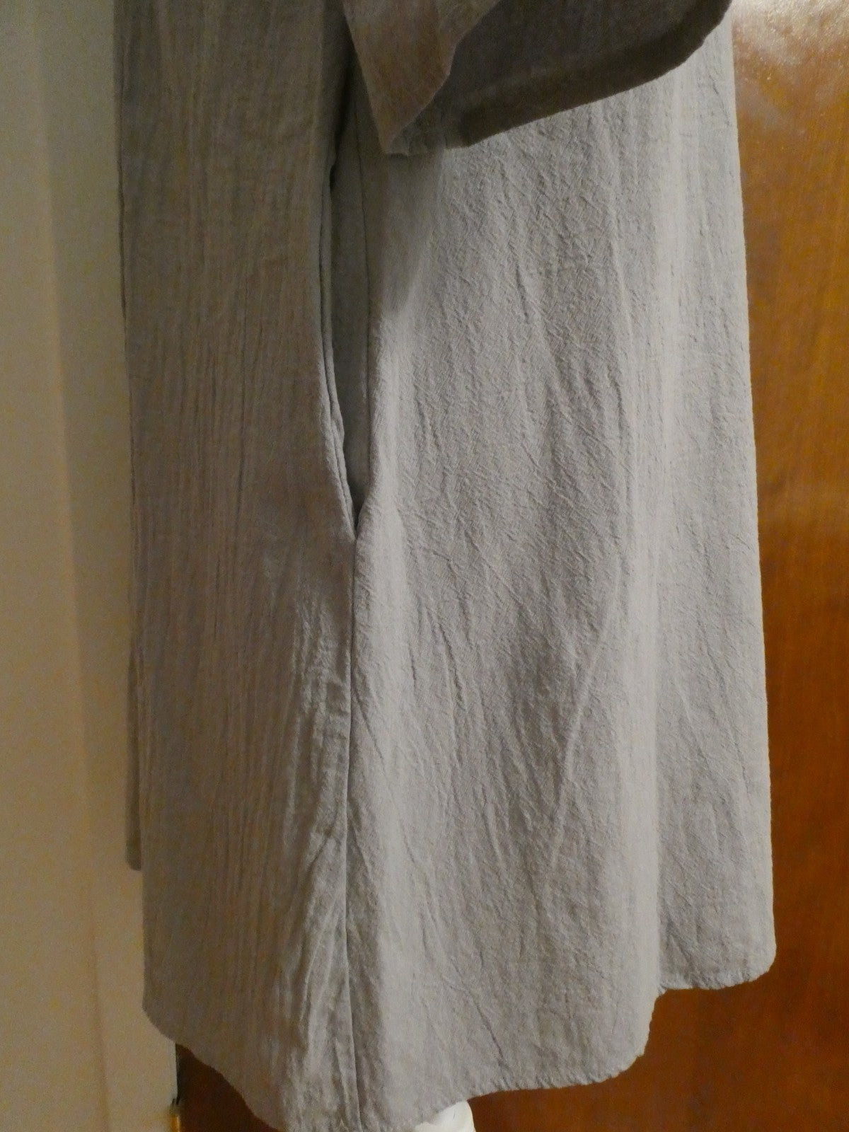 Gray Textured Shift Dress XL Fits L V-Neck Empire Waist Pockets Casual Macy's