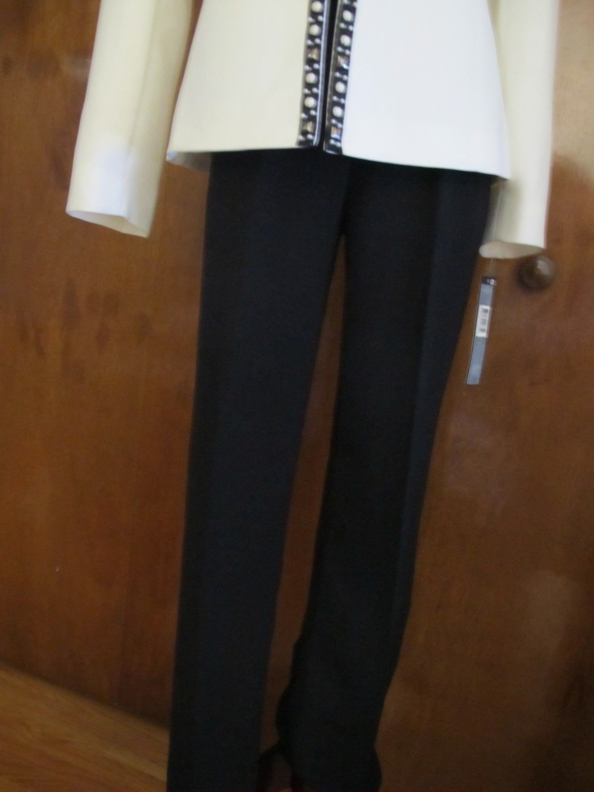 Tahari Asl Women’s White Black Pant Suit Set New