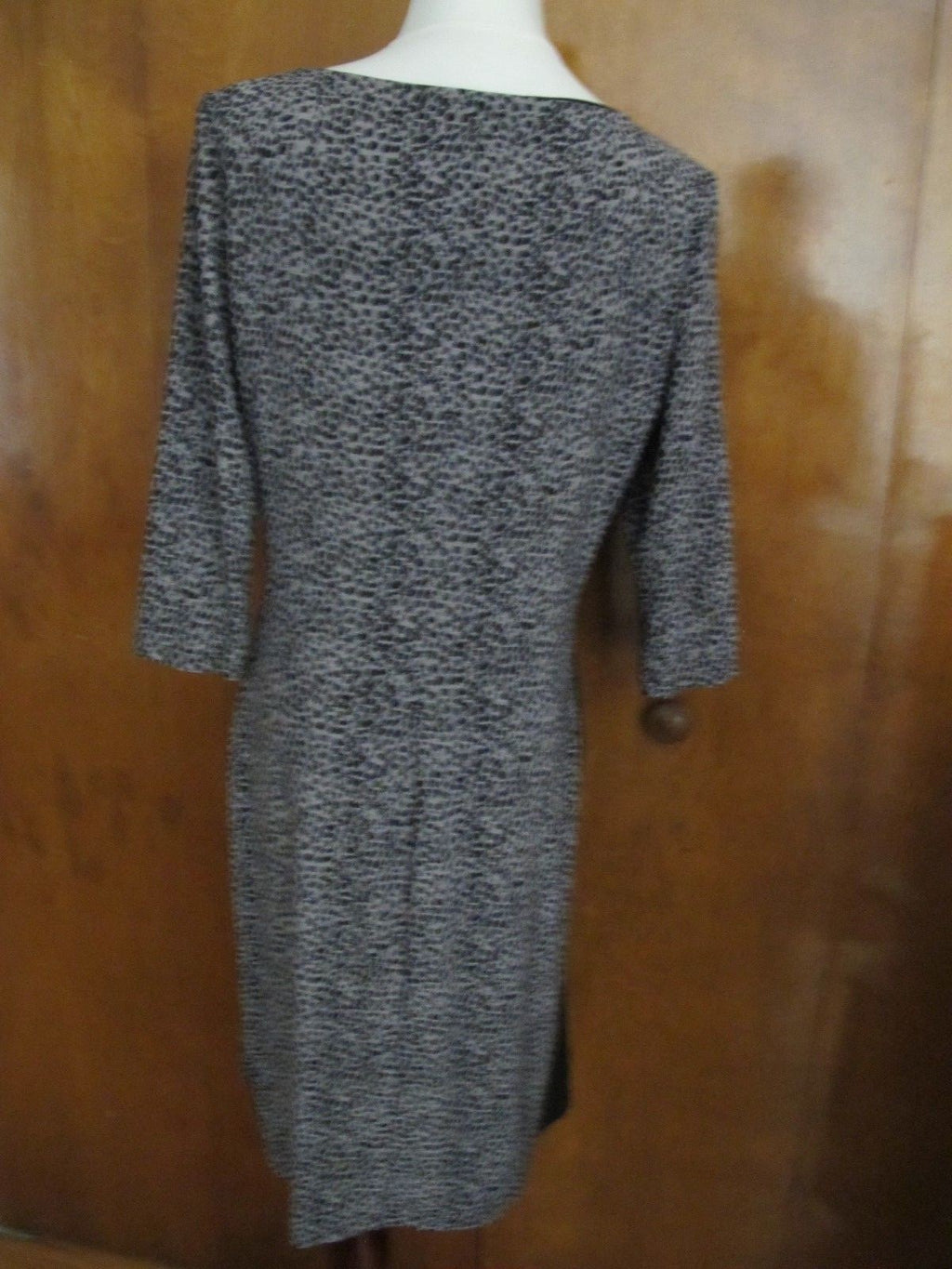 Ralph Lauren women's black gray gathered lined dress 16 