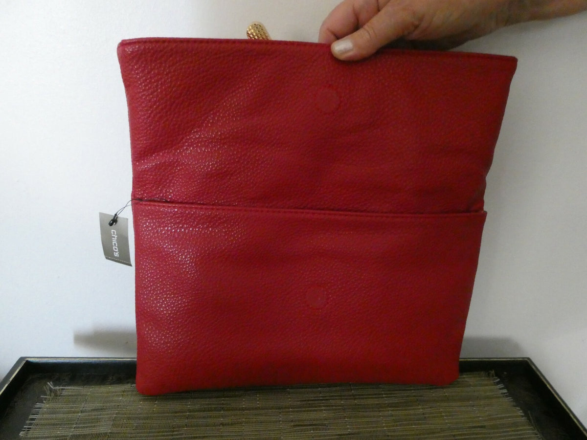 Sondra Roberts Squared Cara Foldover Clutch Red Bag From Chico’s 12” X 12”