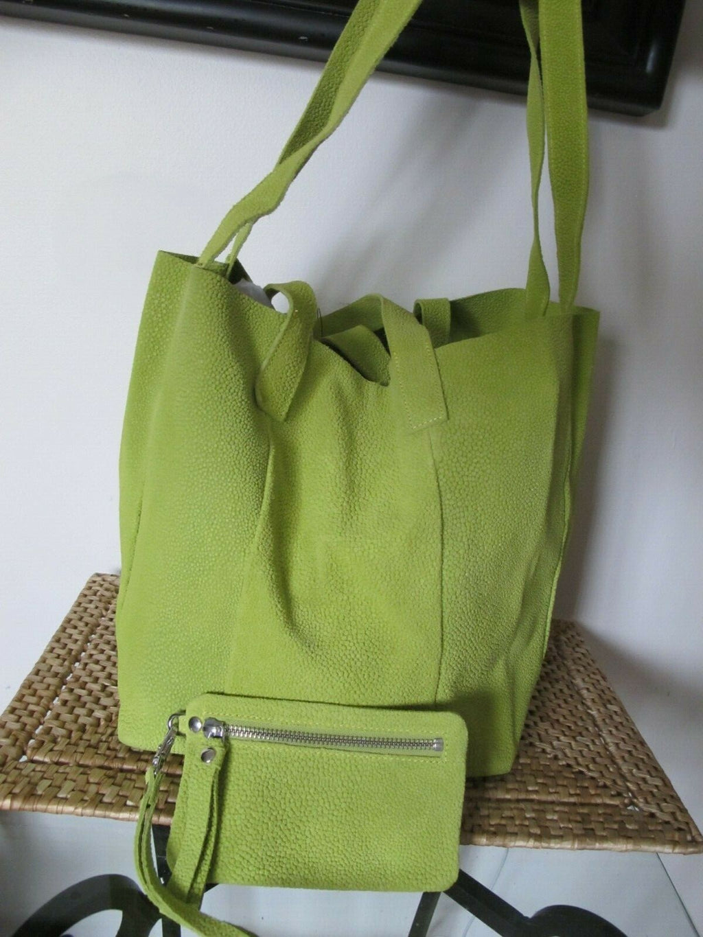 Anthropologie Lumi Women's Shoulder Bag Lime Genuine Leather
