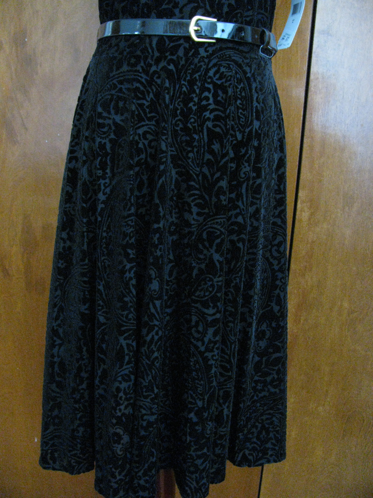 Ralph Lauren women black velour evening A-line dress  New