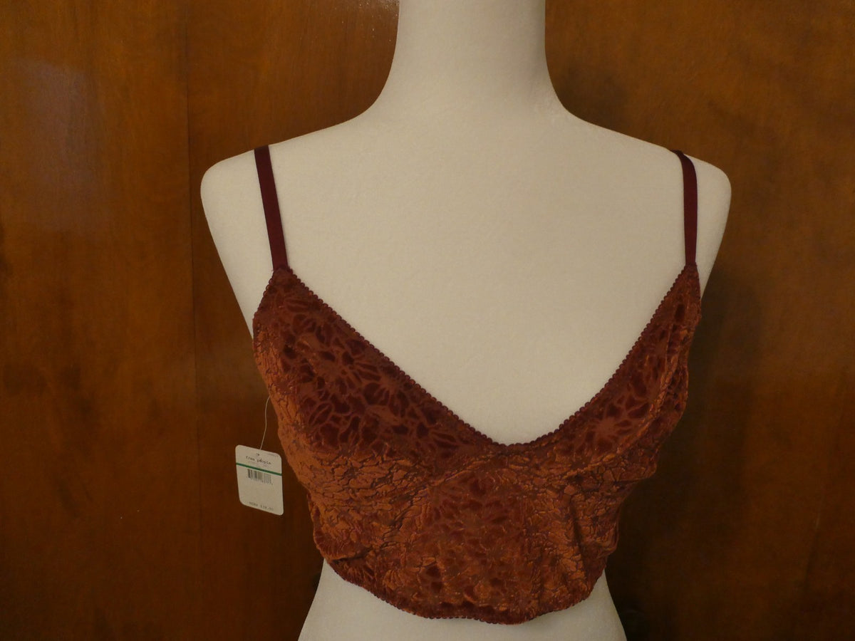 Free People Women Bralette Trust Floral Velour Adjustable Straps Bra Size Large